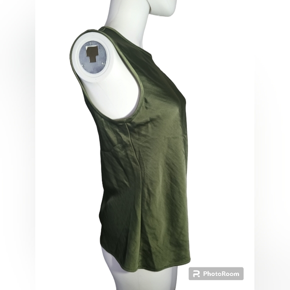 Banana Republic Women's Sleeveless Top Jet Olive Green Velvet Tank Career Sz S - Picture 4 of 14